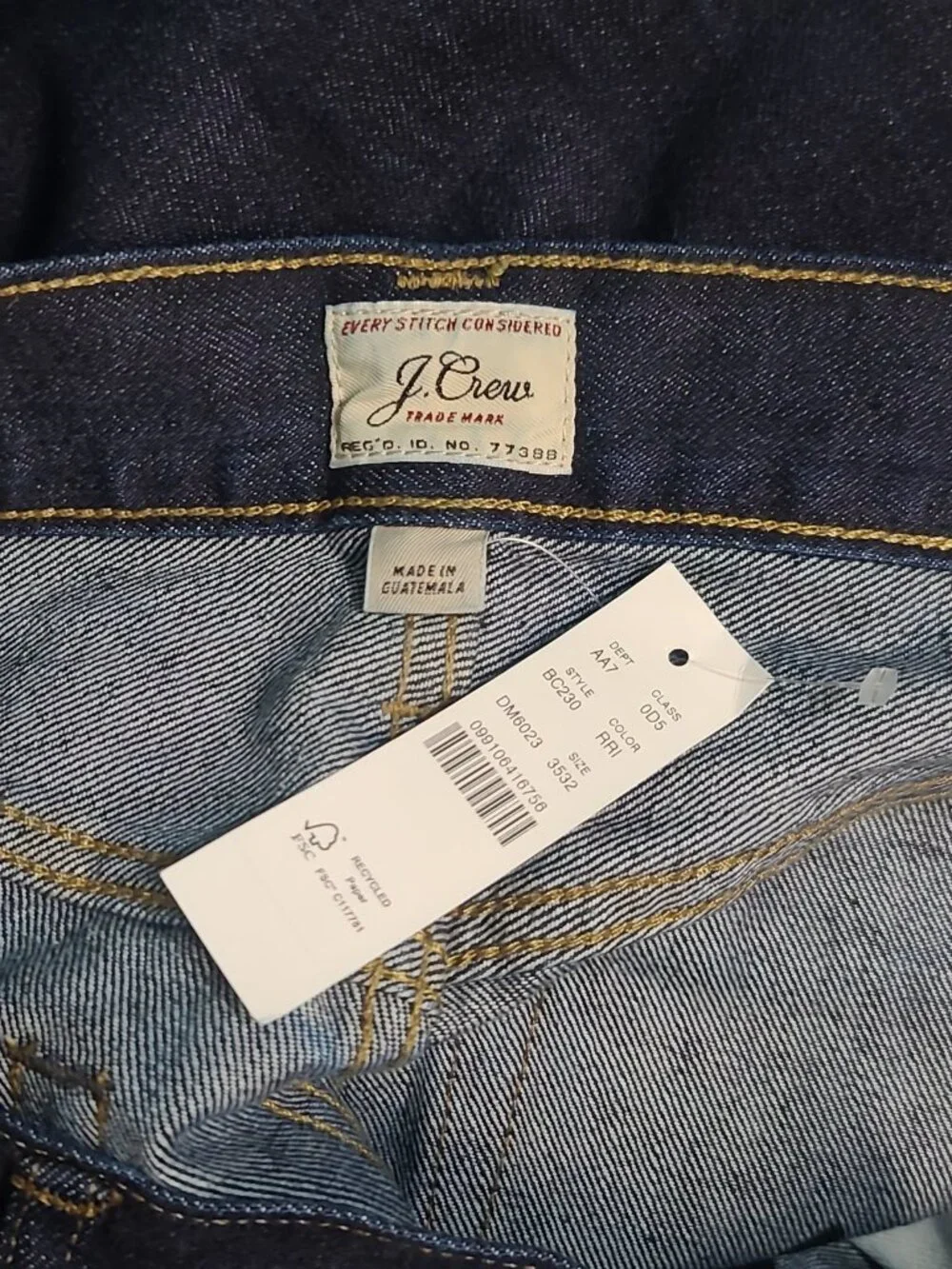 J. Crew Classic Jean in Resin Wash Straight 35 x 32 NWT